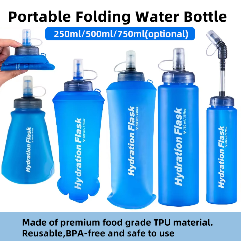 Water Bag Collapsible - 250ml 500ml 750ml Taşınabilir Katlanır Su